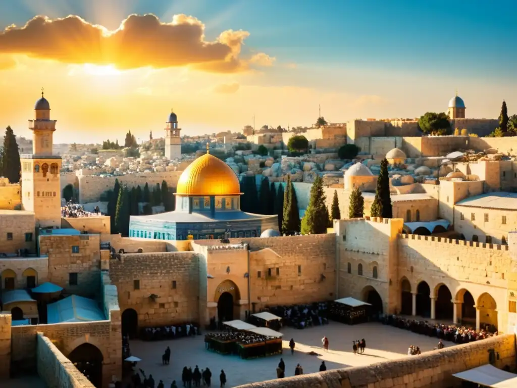 Vista panorámica de Jerusalén al atardecer, reflejando el significado y origen del Jubileo en la ciudad histórica